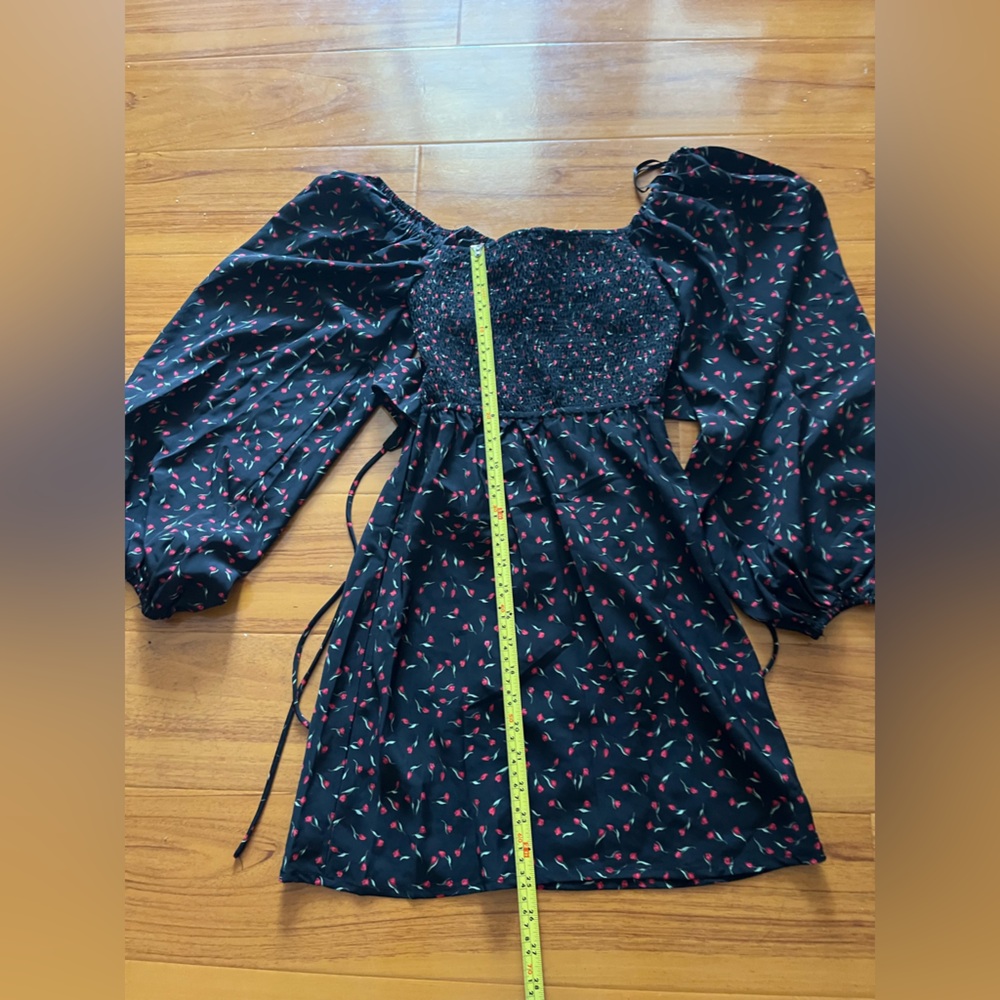 Princess Polly Black Dress With Red Floral Design View 5